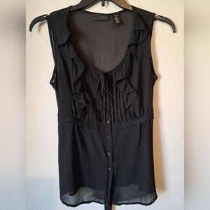 Apostrophe sheer sleeveless black top